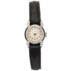Patek Philippe Lady's Platinum and Diamond Wristwatch Ref 3158