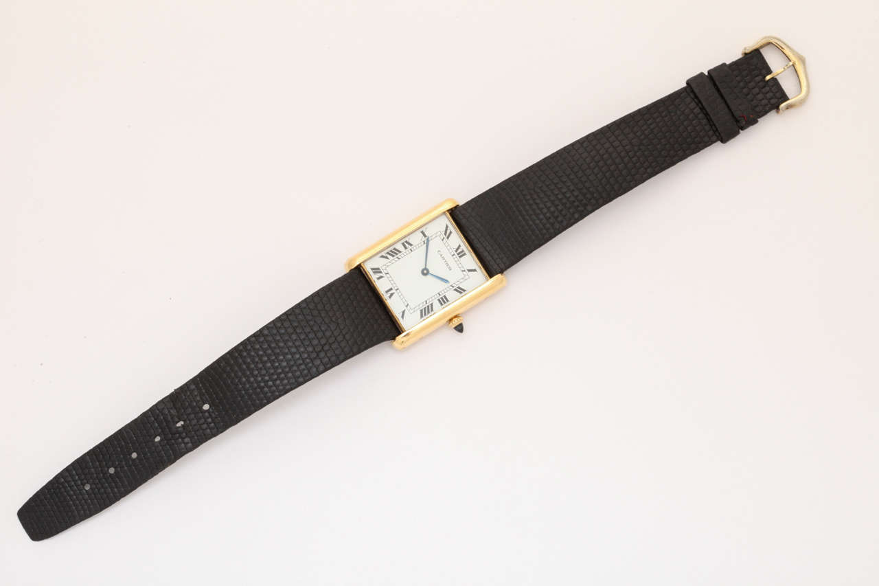 Cartier Yellow Gold Oversized Automatic Tank Wristwatch For Sale 3