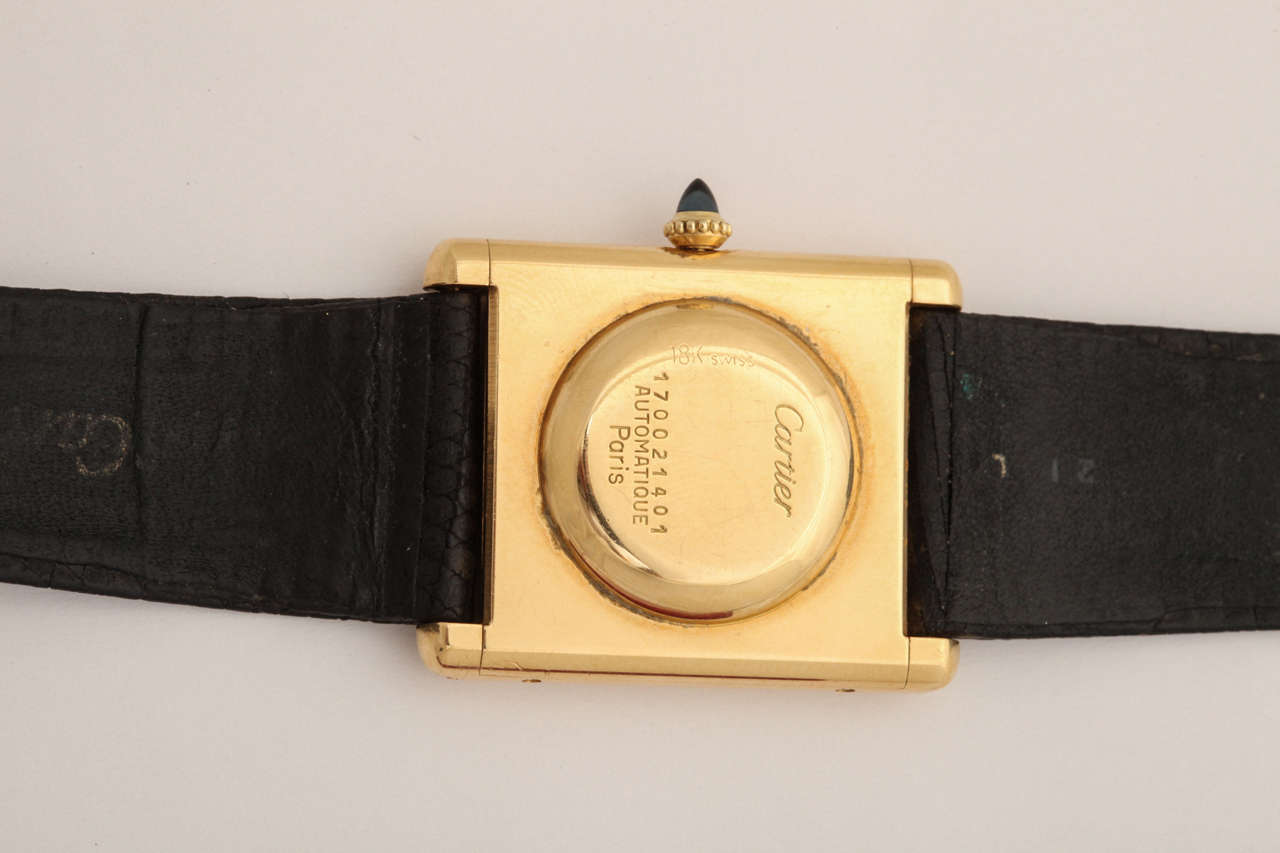 Cartier Yellow Gold Oversized Automatic Tank Wristwatch For Sale 1