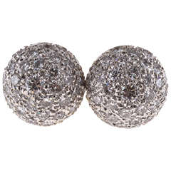 Domed Pave Diamond White Gold Earrings 1