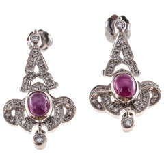 Star Ruby Diamond Platinum Earrings 11