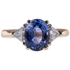 Oval Sapphire Diamond White Gold Ring 12
