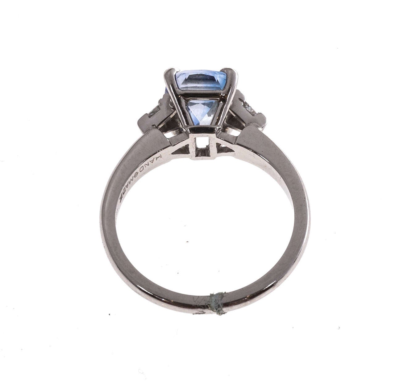 Blue White Sapphire Platinum Engagement Ring For Sale at 1stdibs