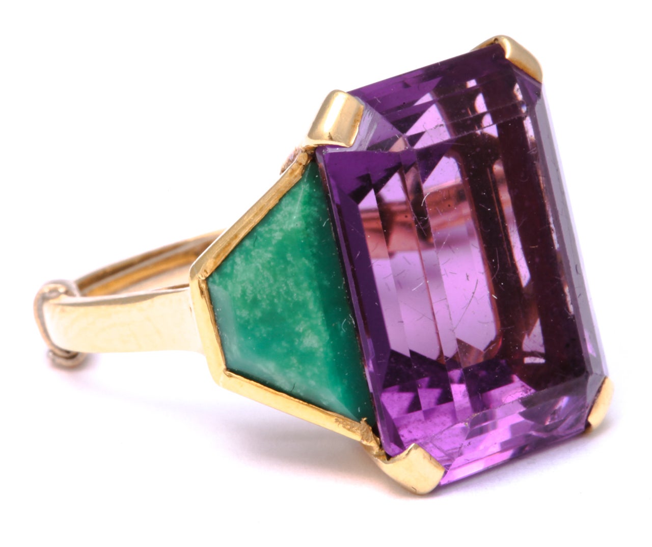 Women's Stunning Retro Amethyst Ring with Amazonite Baguettes