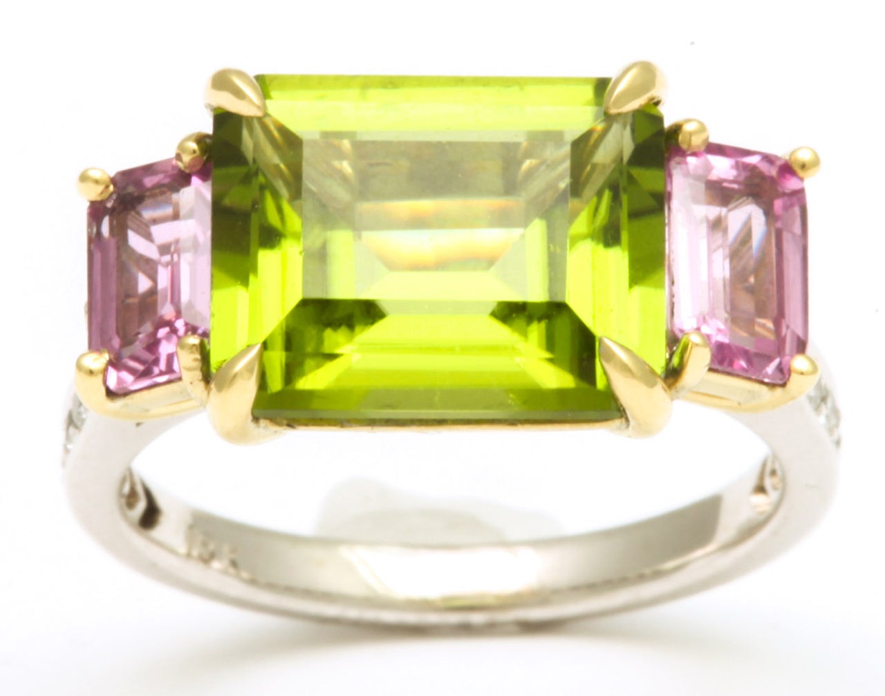 Chic Paolo Costagli three across Ring  set in 18Kt White & Yellow Gold.  