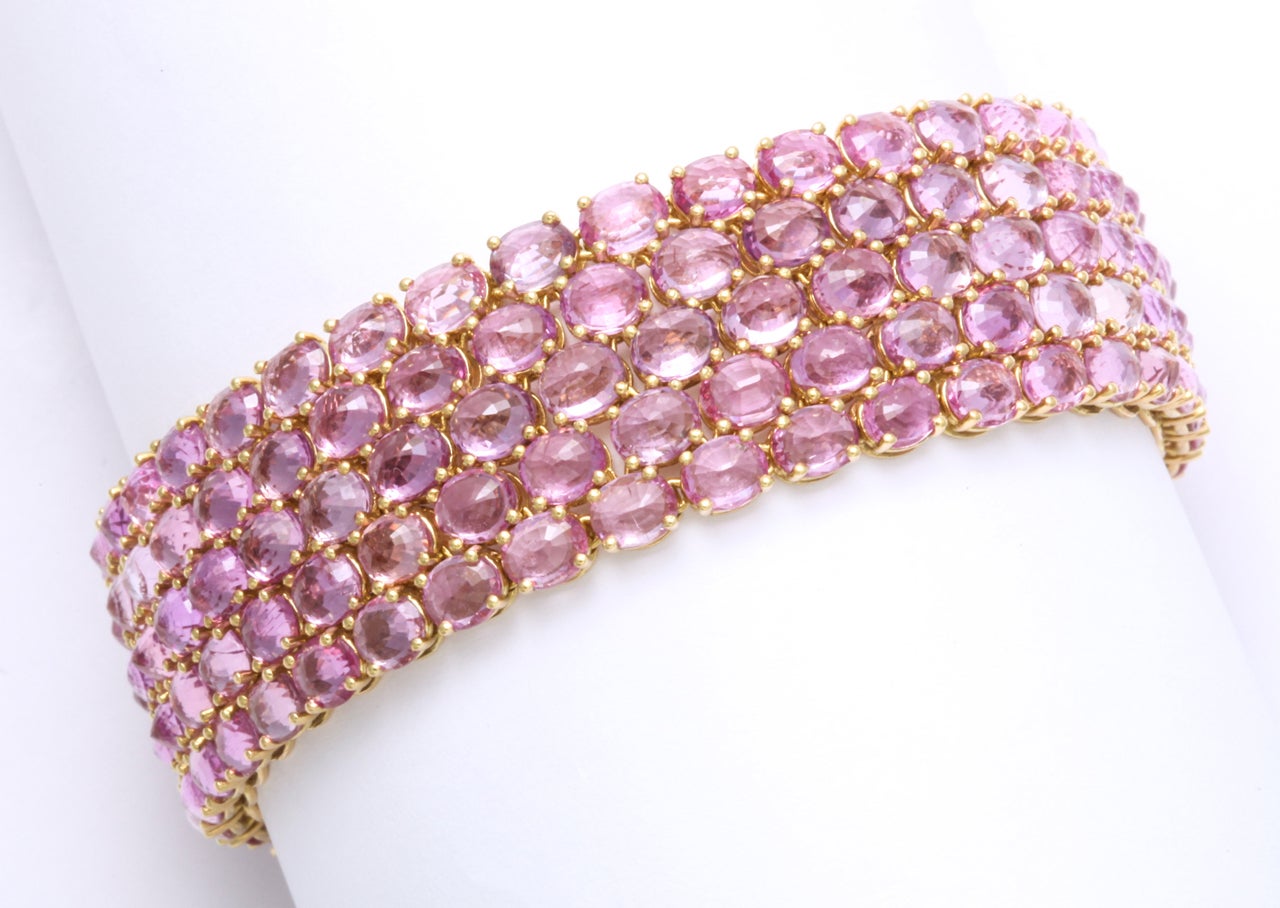 Magnificent Paolo Costagli Pink Sapphire Bracelet In Excellent Condition In New York, NY