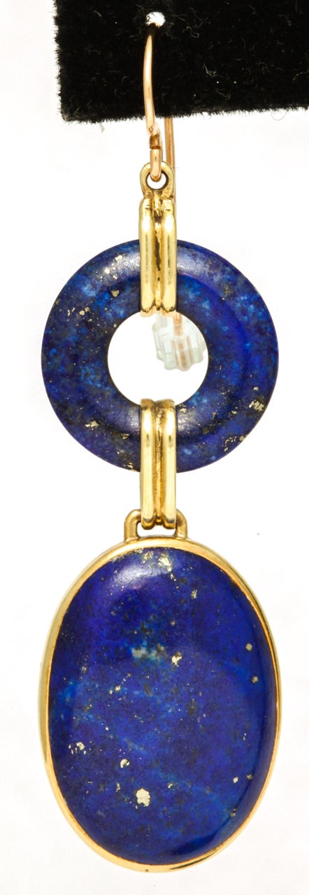 Russian Lapis Drop Earrings In Excellent Condition In New York, NY