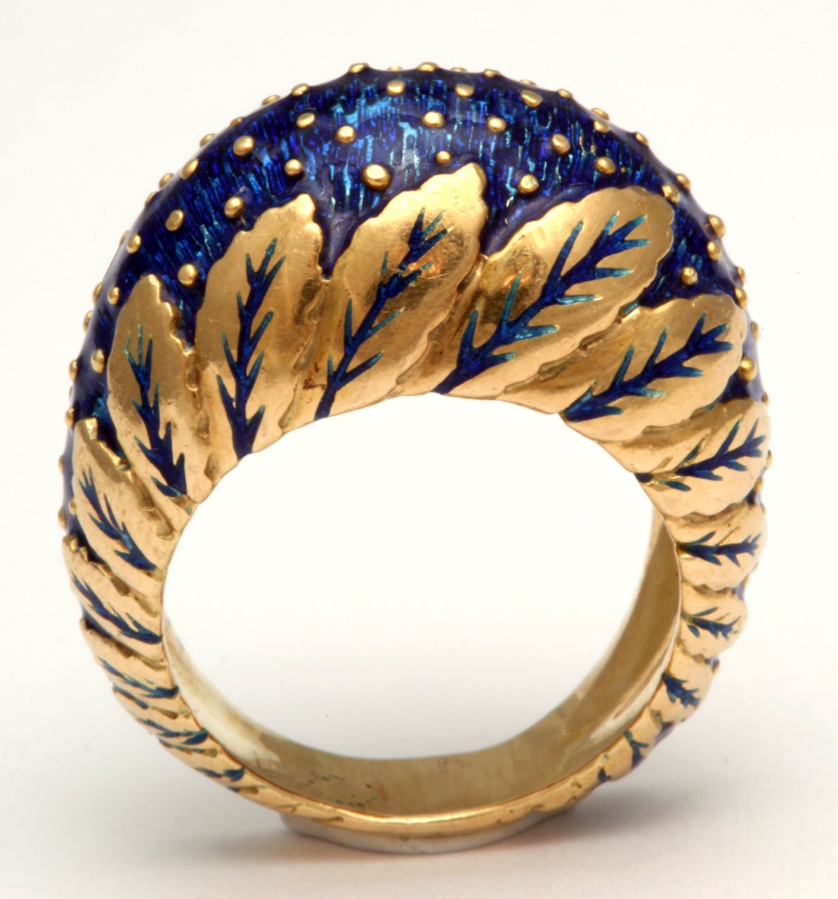 Super Chic Blue Enamel Ring at 1stDibs