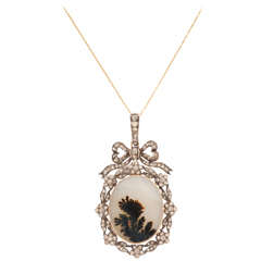 Think of Me, a Victorian Moss Landscape Agate Diamond Pendant
