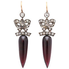 Antique Victorian Wine Red Garnet Diamond Original Case Eardrops 11