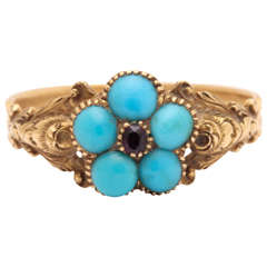 Antique That Certain Charm in a Victorian Turquoise and Ruby Ring