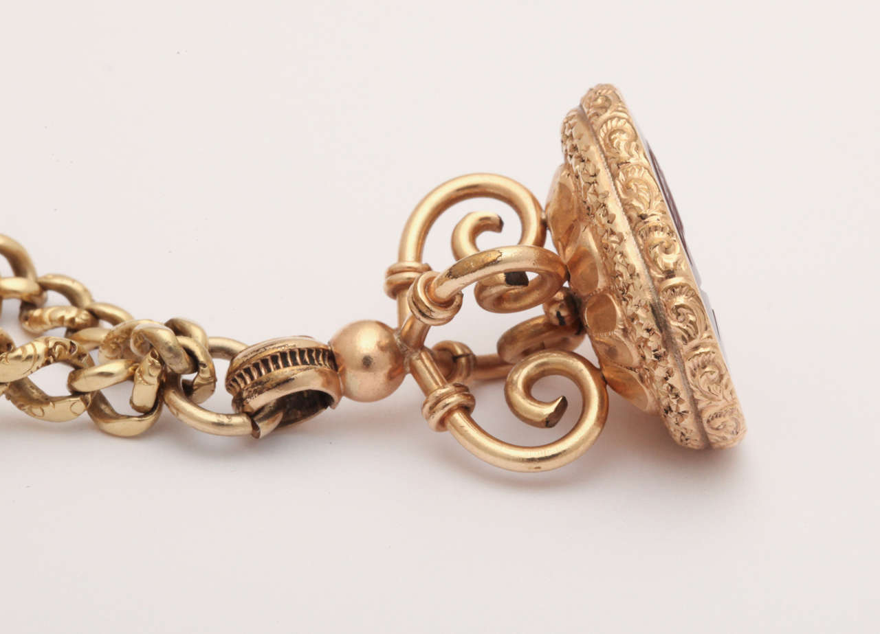 Antique Victorian Gold Six Fob Bracelet
 In Excellent Condition For Sale In Stamford, CT
