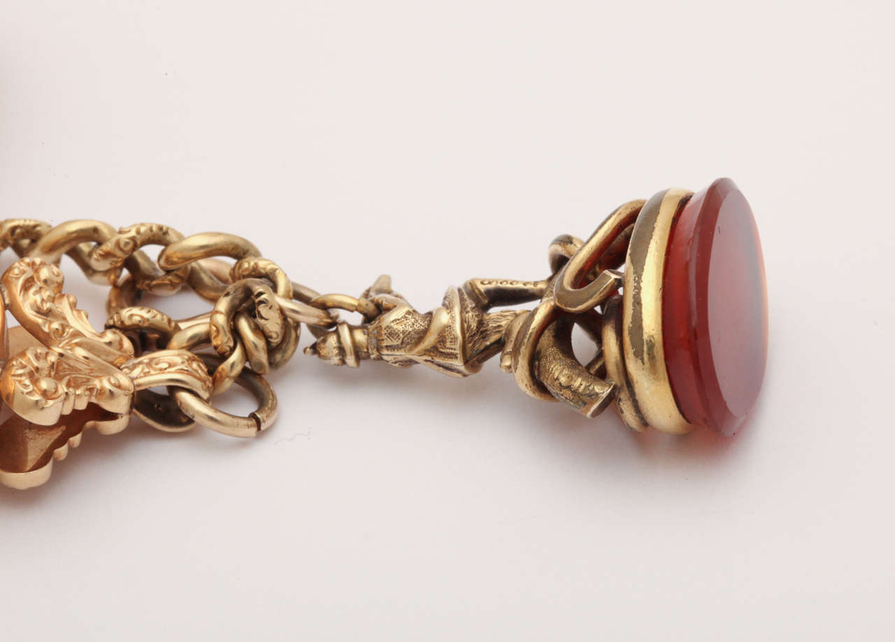 Antique Victorian Gold Six Fob Bracelet
 For Sale 3