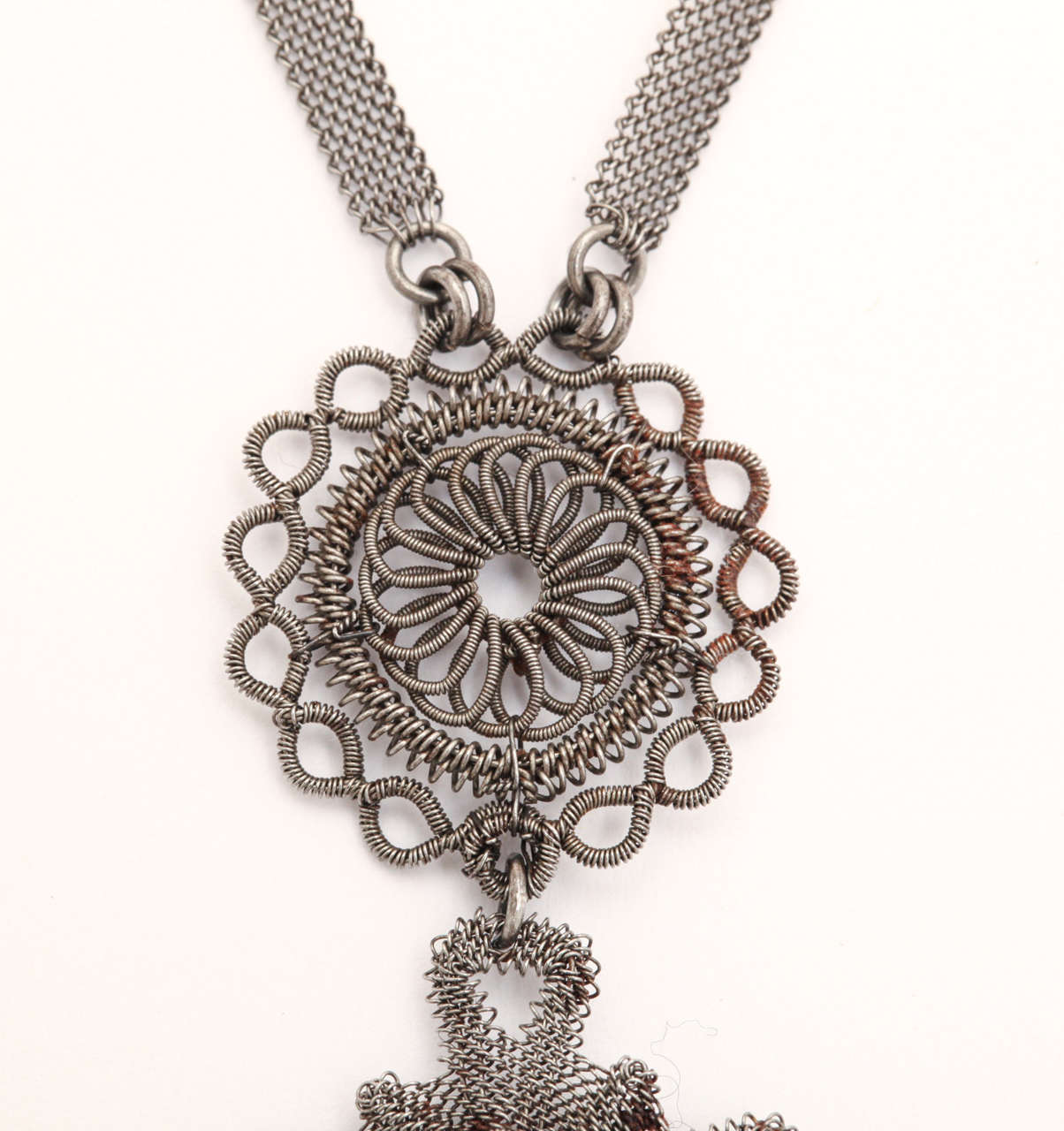 Silesian Wirework Iron Cross and Medallion Necklacec .1800 For Sale at ...