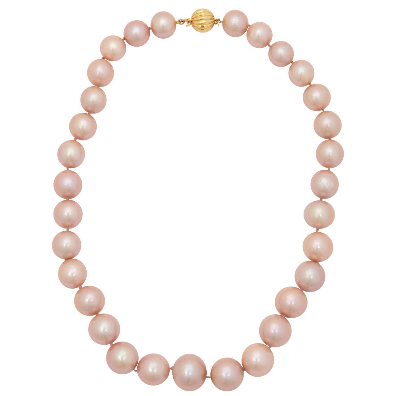 Important Pink Pearl Necklace