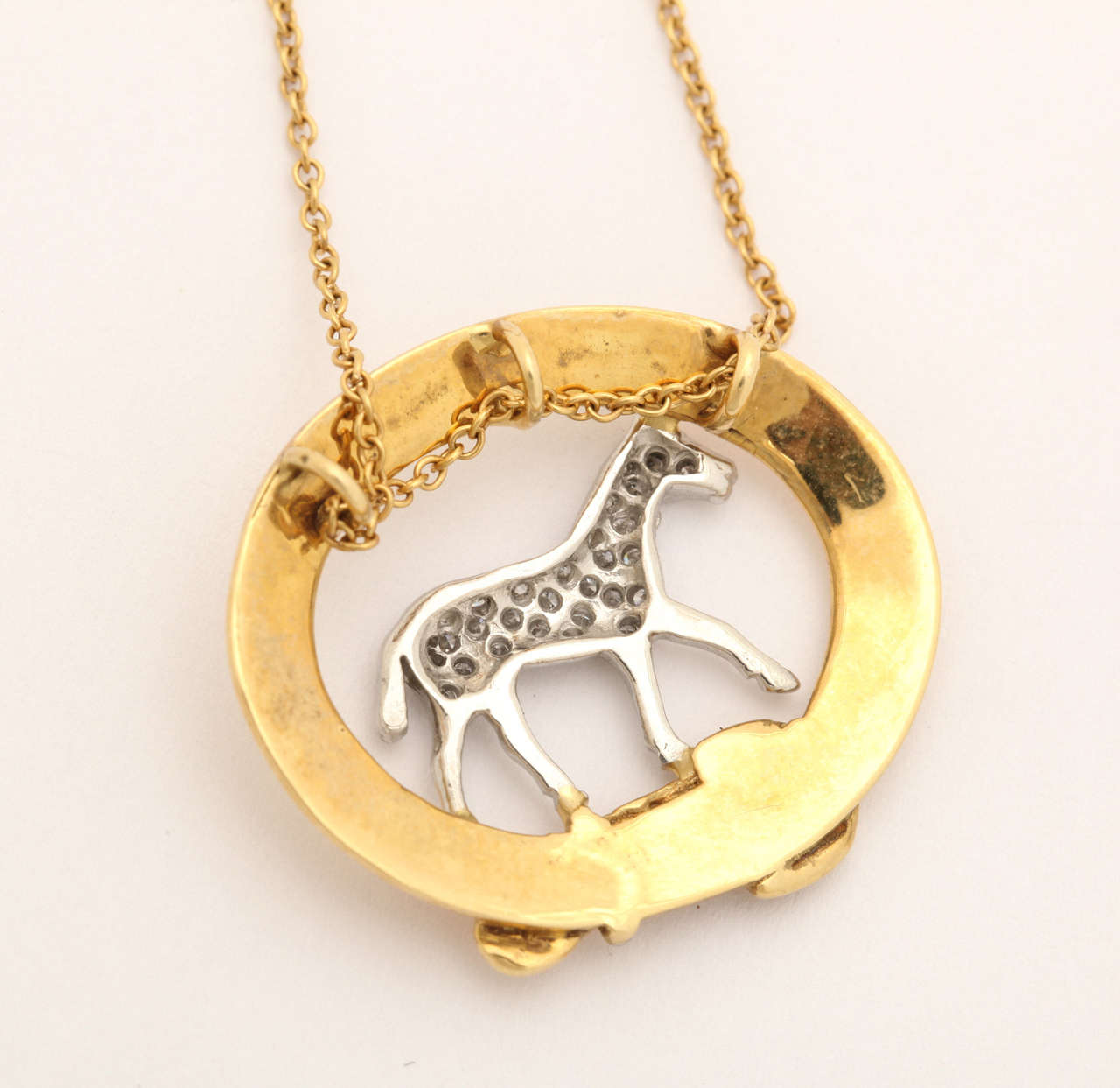 Contemporary Diamond Equestrian Horse Pendant For Sale