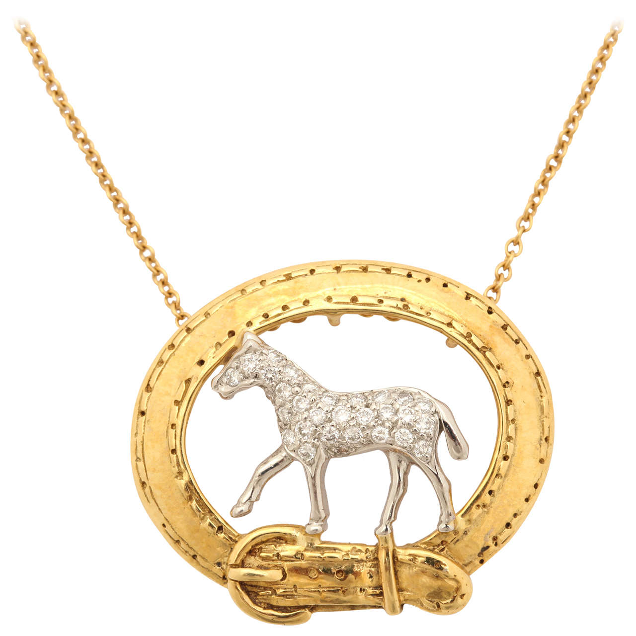 Diamond Equestrian Horse Pendant For Sale