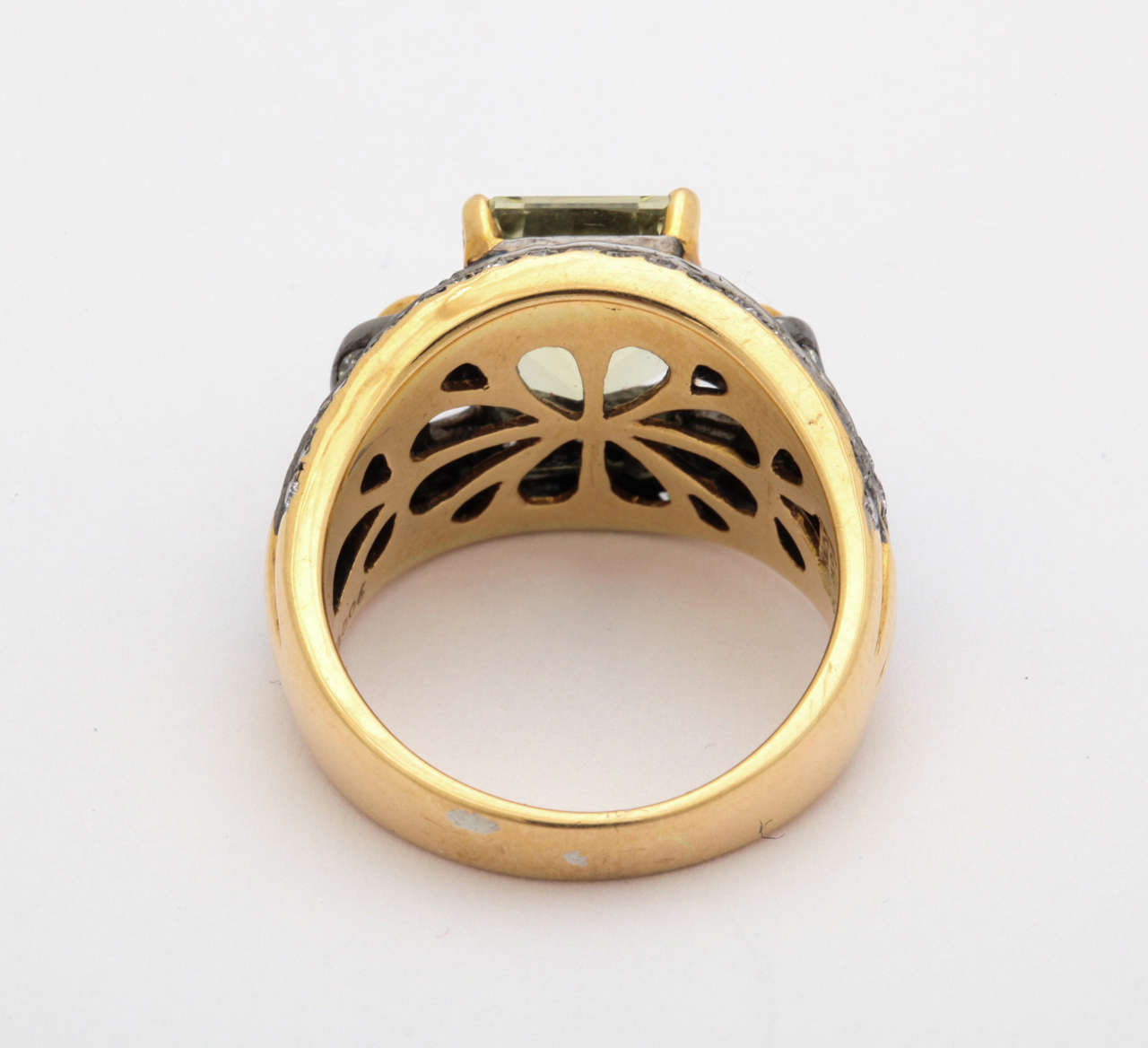 Artisan Lovely Scapolite Diamond Ring For Sale