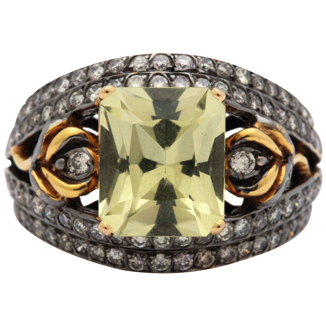 Lovely Scapolite Diamond Ring For Sale