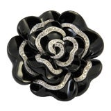 Onyx and diamond “Black Rose” pendant / brooch