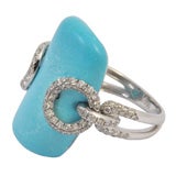 Turquoise and diamond link ring
