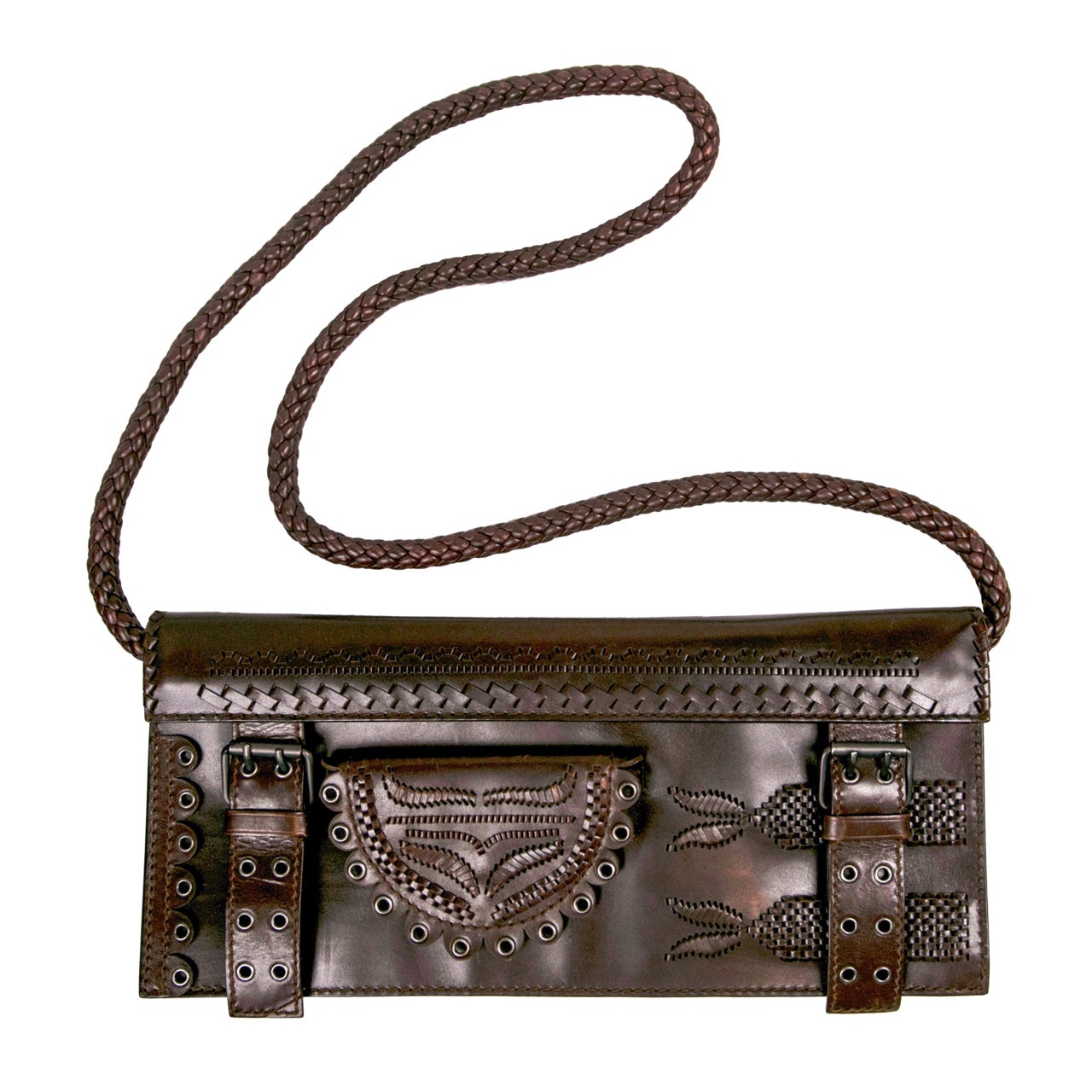 Embossed Leather YSL Brown Leather Purse Presented by Carol Marks