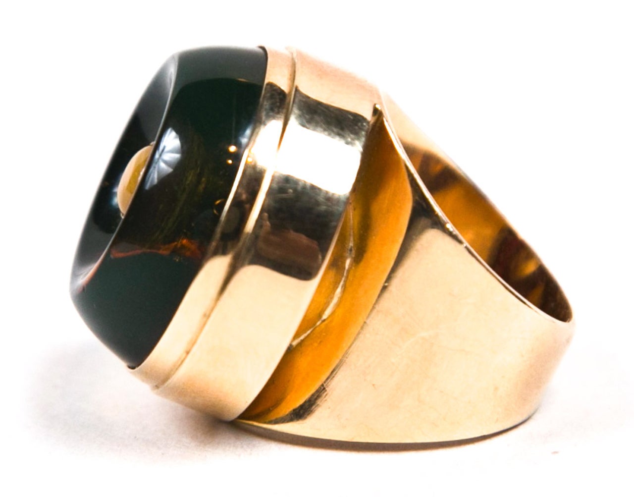 Women's 1990's Gold and Amber Ring Presented By Carol Marks