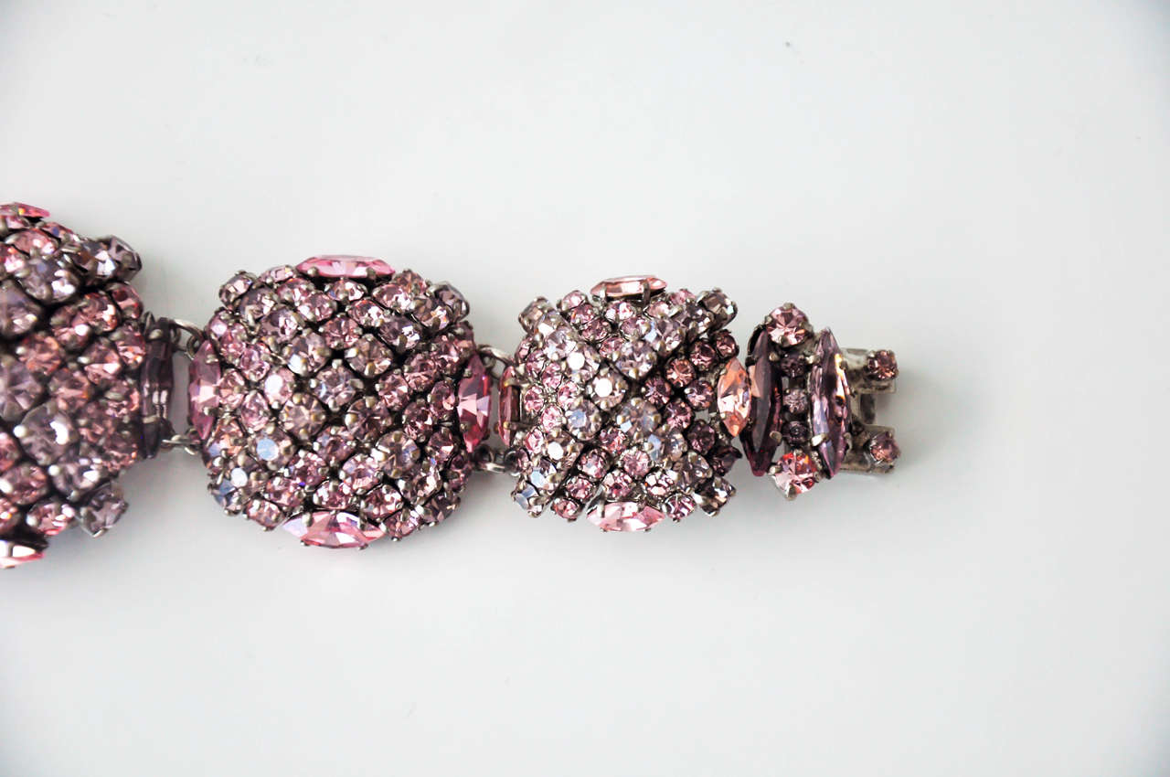 French Pastel Rhinestone Bracelet Attributed to Roger Jean-Pierre 1