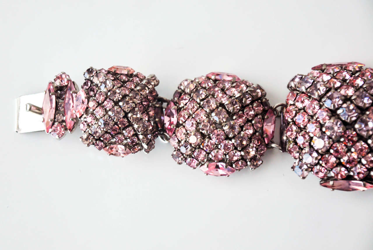 French Pastel Rhinestone Bracelet Attributed to Roger Jean-Pierre 2