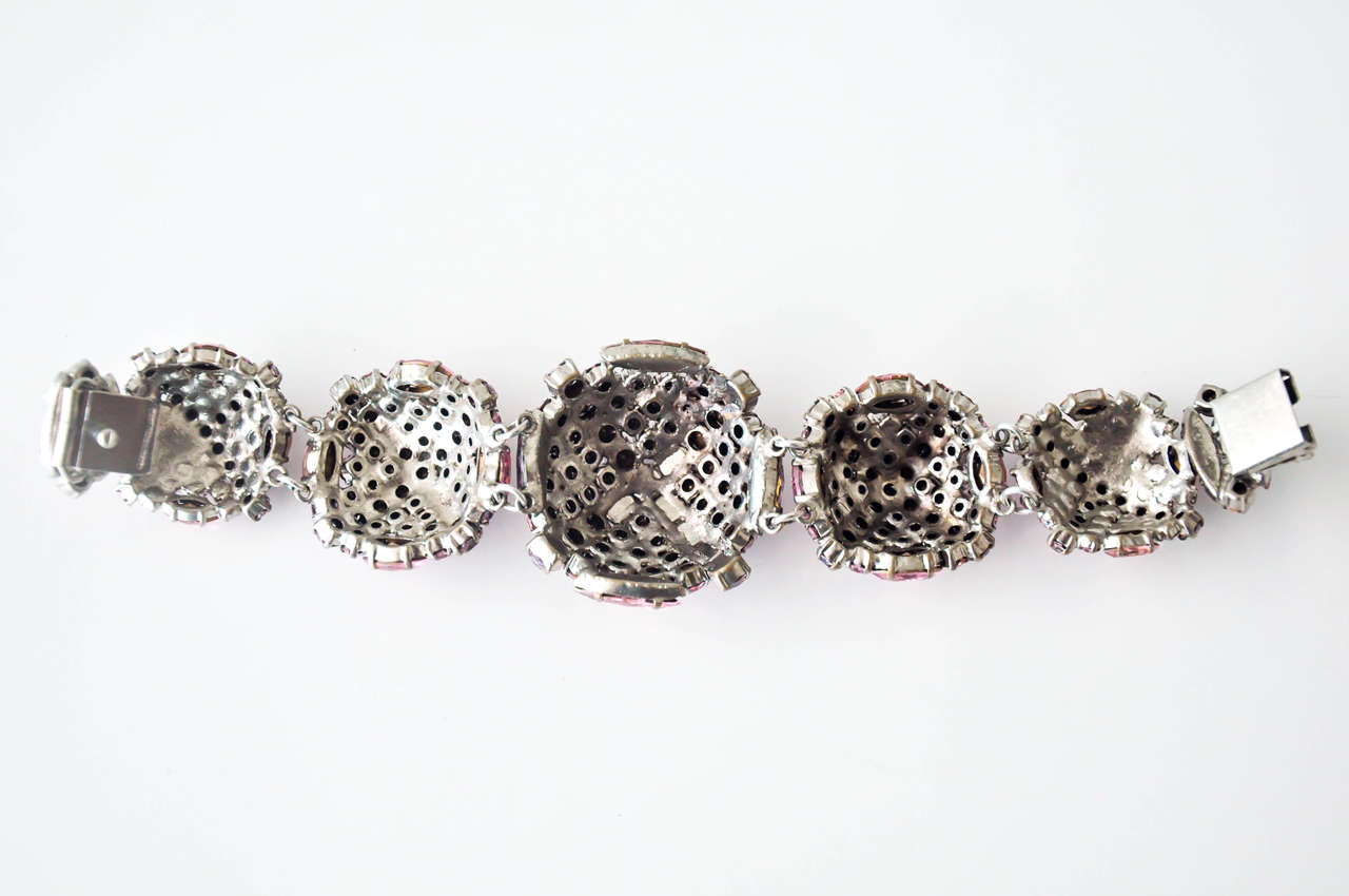 French Pastel Rhinestone Bracelet Attributed to Roger Jean-Pierre 5