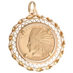 1932 Indian Head Gold $10 Coin Pendant