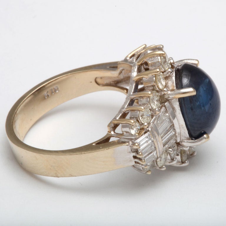 Cabochon Sapphire & Diamond Ring 1