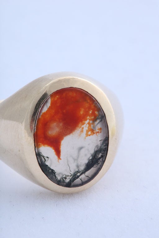 14K Gold and Moss Agate Ring 1