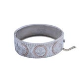 Sterling Silver and Gold Etched Victorian Bangle Bracelet