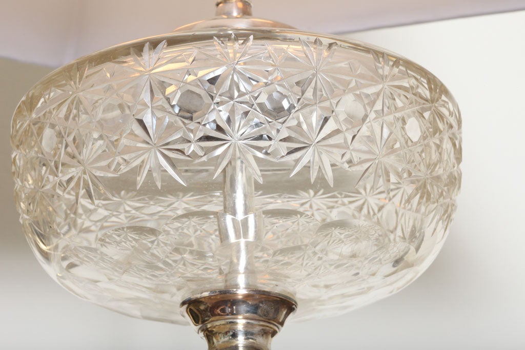 Sterling Silver and Crystal Corinthian Column Electrified  Lamp In Excellent Condition In New York, NY
