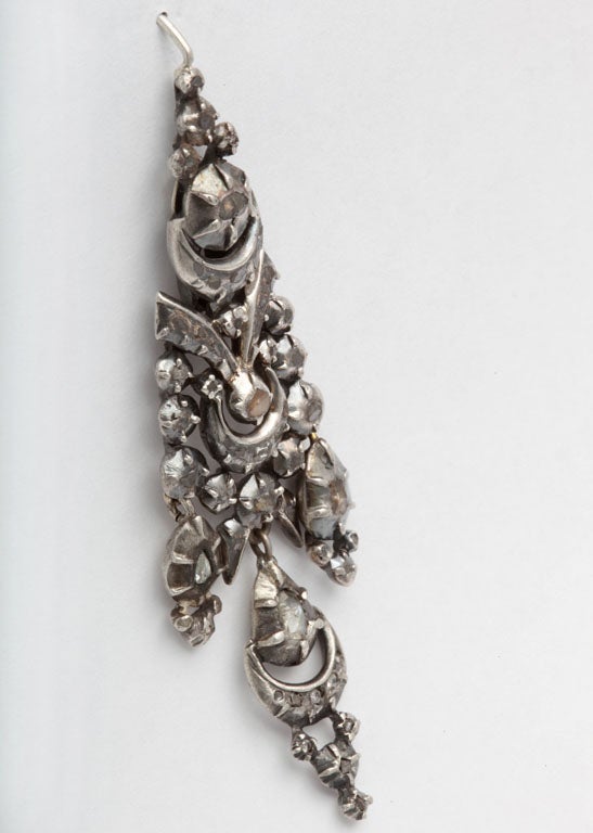 Mixed Cut Antique Georgian 19th Century Portuguese Diamond Earrings For Sale
