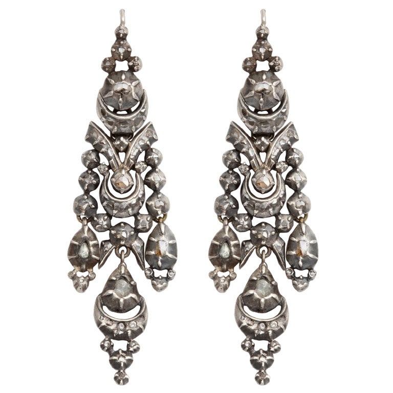 19th Century Spanish Diamond Girandole Earrings at 1stdibs