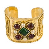Beautiful Poured Glass and Gold Plated Cuff by Chanel