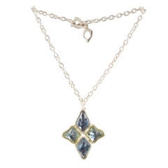 Vintage Silvered Chain and Iridescent Pendant  by YSL