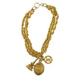 Gold Tone Multi-Strand Charm Necklace by Chanel