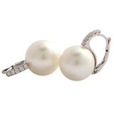 South Sea pearl and diamond earrings