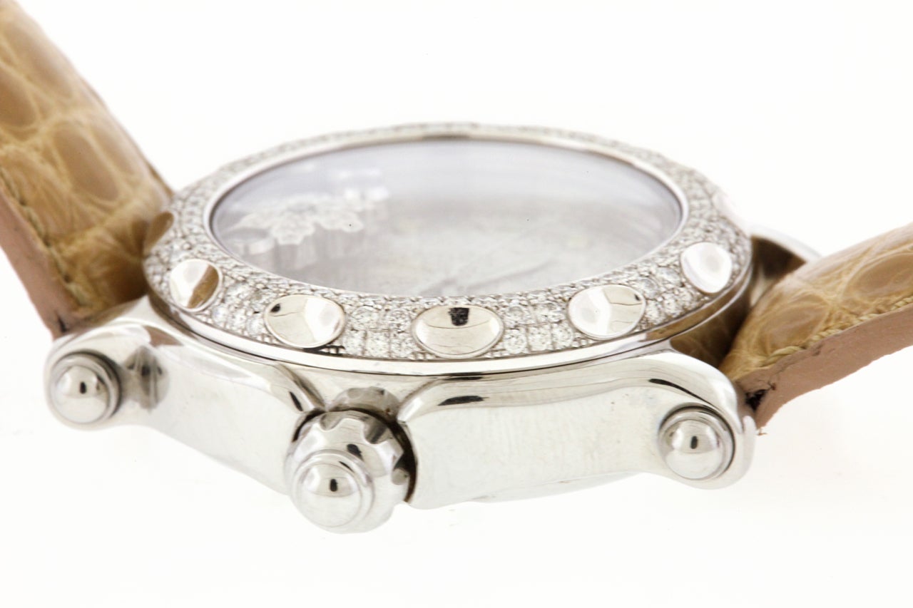 Chopard Lady's Stainless Steel and Diamond Happy Sport Snowflake Wristwatch 4