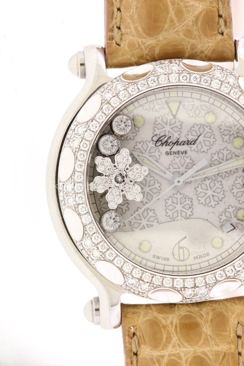 Chopard Lady's Stainless Steel and Diamond Happy Sport Snowflake Wristwatch 5