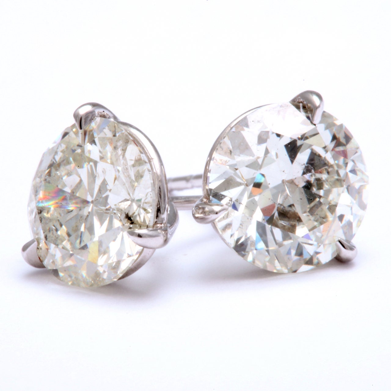 Diamond Stud Earrings, 4.84 CTS, AGI Certified In Excellent Condition For Sale In New York, NY