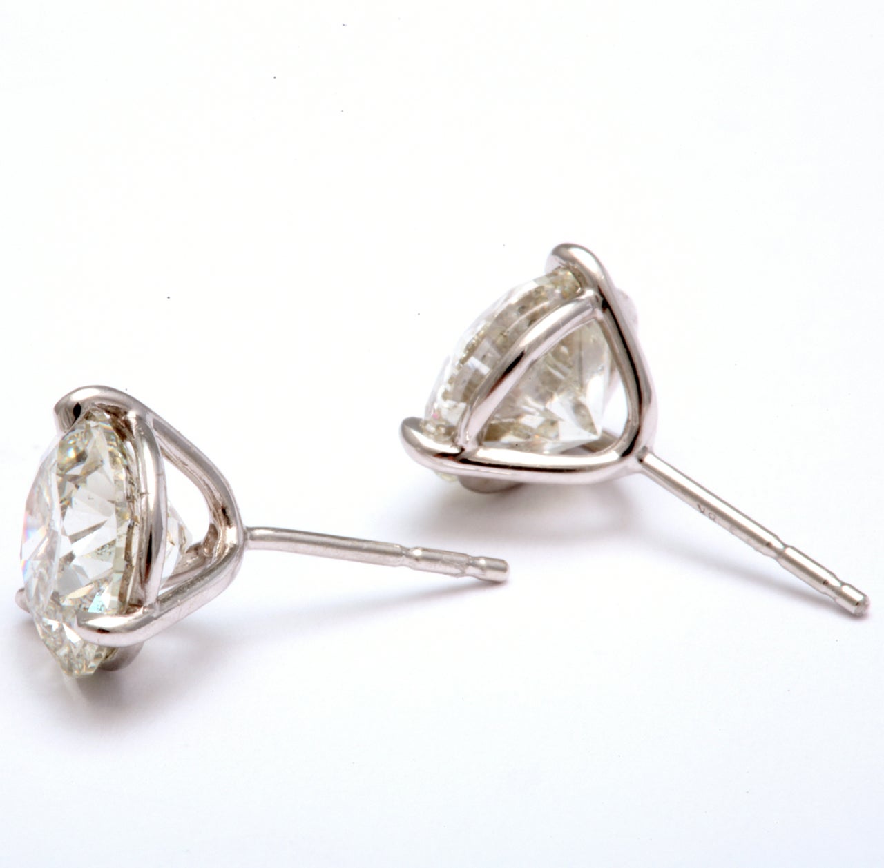 Women's Diamond Stud Earrings, 4.84 CTS, AGI Certified For Sale