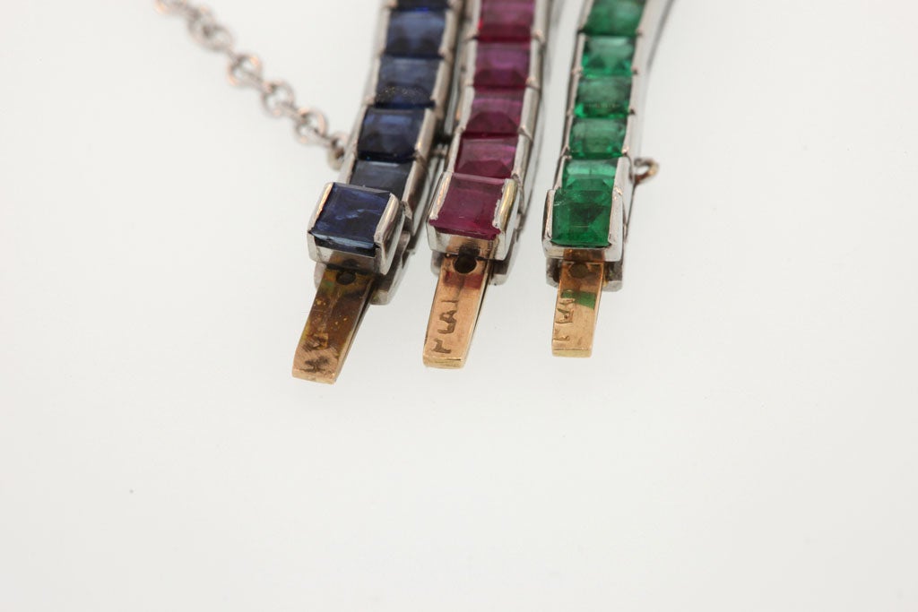 Straight Line Gem Colored Stone Bracelets For Sale 3