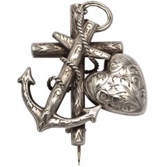 Antique Victorian Sterling "Faith, Hope & Charity" Pin/Brooch