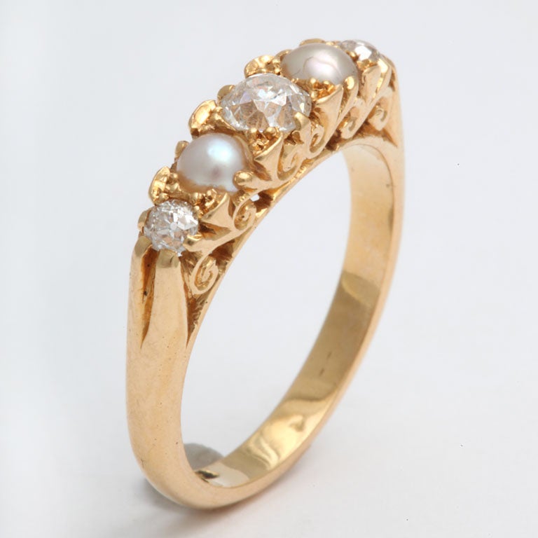 Women's Radiant Diamond and Natural Pearl Band