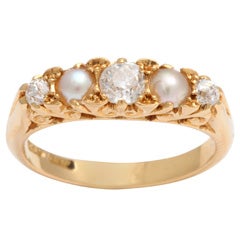 Radiant Diamond and Natural Pearl Band