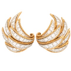 Van Cleef & Arpels VCA Yellow Gold Diamond Wings Earrings